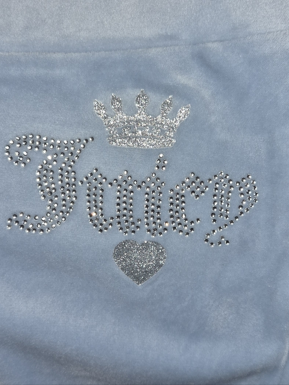 Juicy Couture NEW Velour crown Track Pant Vtg Style  Light Blue Rhinestone Bling - Picture 6 of 8